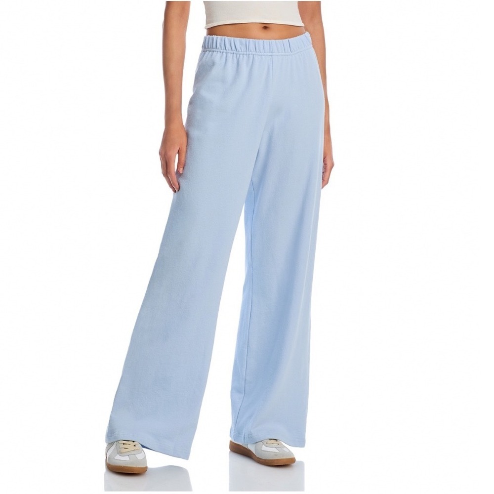 AQUA Athletic Melody Wide Leg Sweatpants Sky Blue Cotton Athleisure Large